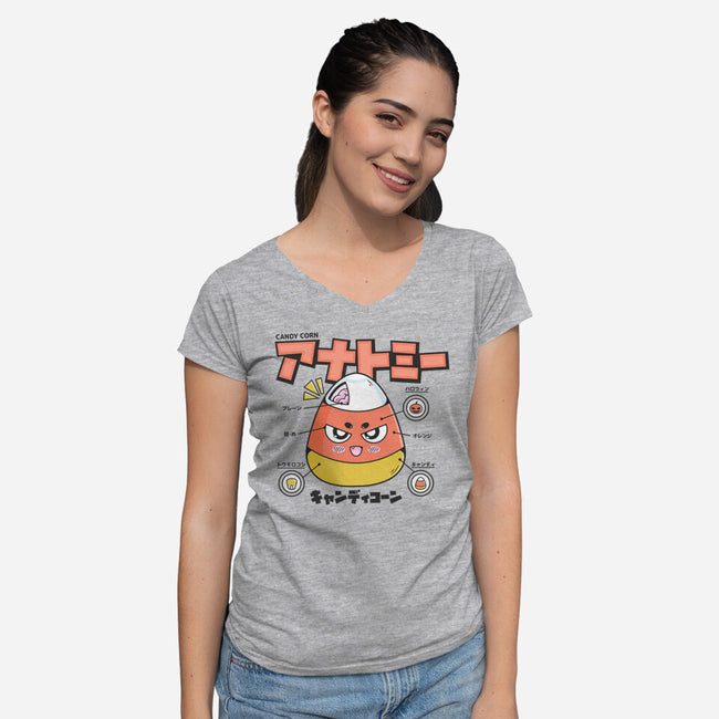 Anatomy Of A Candy Corn-Womens-V-Neck-Tee-Bear Noise