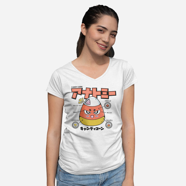 Anatomy Of A Candy Corn-Womens-V-Neck-Tee-Bear Noise