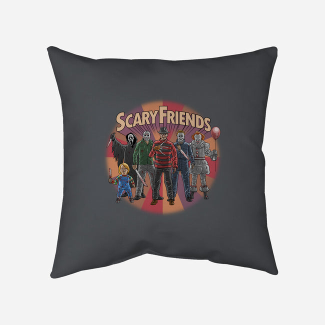 Scary Friends-None-Removable Cover-Throw Pillow-tonynichols