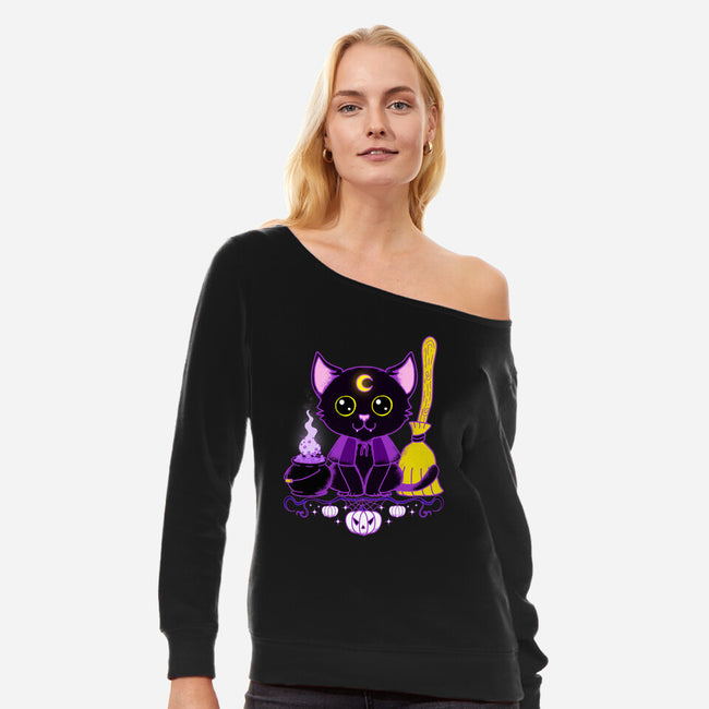 Purr Evil Evil Cat-Womens-Off Shoulder-Sweatshirt-Nelelelen