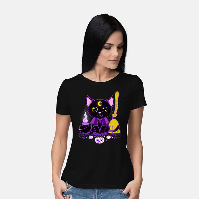 Purr Evil Evil Cat-Womens-Basic-Tee-Nelelelen