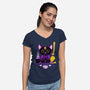 Purr Evil Evil Cat-Womens-V-Neck-Tee-Nelelelen