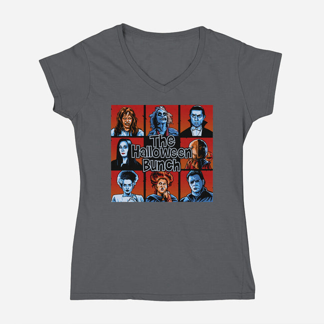 The Halloween Bunch-Womens-V-Neck-Tee-daobiwan