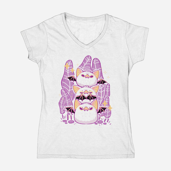 Cute Honduran White Bats-Womens-V-Neck-Tee-xMorfina