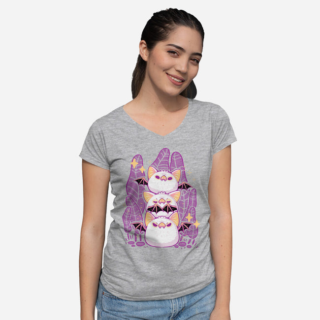 Cute Honduran White Bats-Womens-V-Neck-Tee-xMorfina