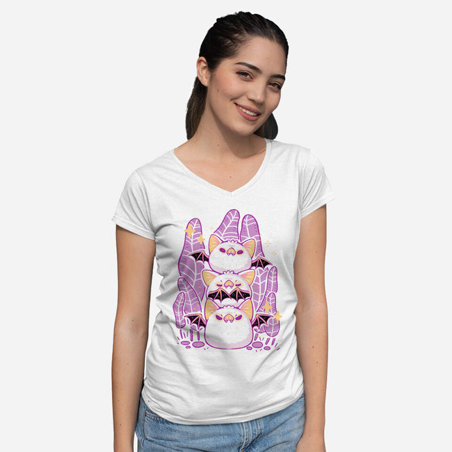 Cute Honduran White Bats-Womens-V-Neck-Tee-xMorfina