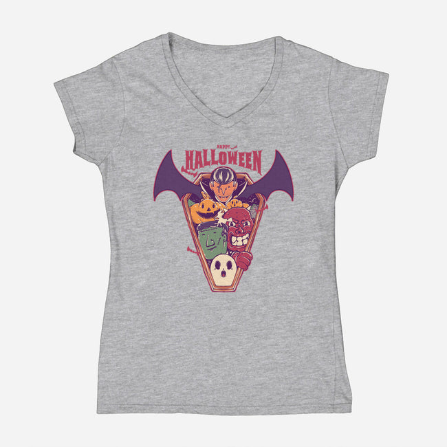 Ghost Party Halloween-Womens-V-Neck-Tee-MMNINESTD