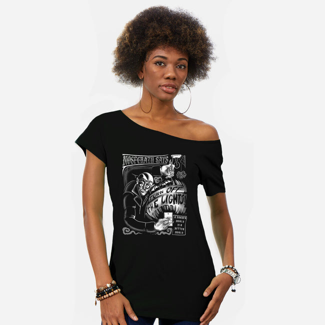 Lights Out-Womens-Off Shoulder-Tee-SpicyGurry