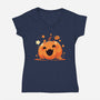 Kawaii Pumpkin Halloween-Womens-V-Neck-Tee-neverbluetshirts