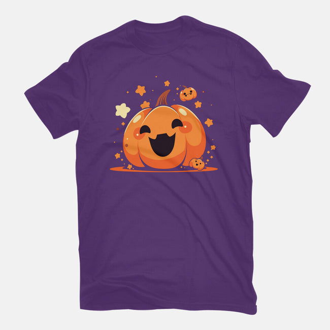 Kawaii Pumpkin Halloween-Womens-Basic-Tee-neverbluetshirts