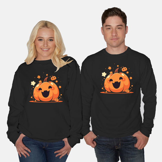 Kawaii Pumpkin Halloween-Unisex-Crew Neck-Sweatshirt-neverbluetshirts