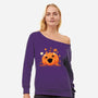 Kawaii Pumpkin Halloween-Womens-Off Shoulder-Sweatshirt-neverbluetshirts