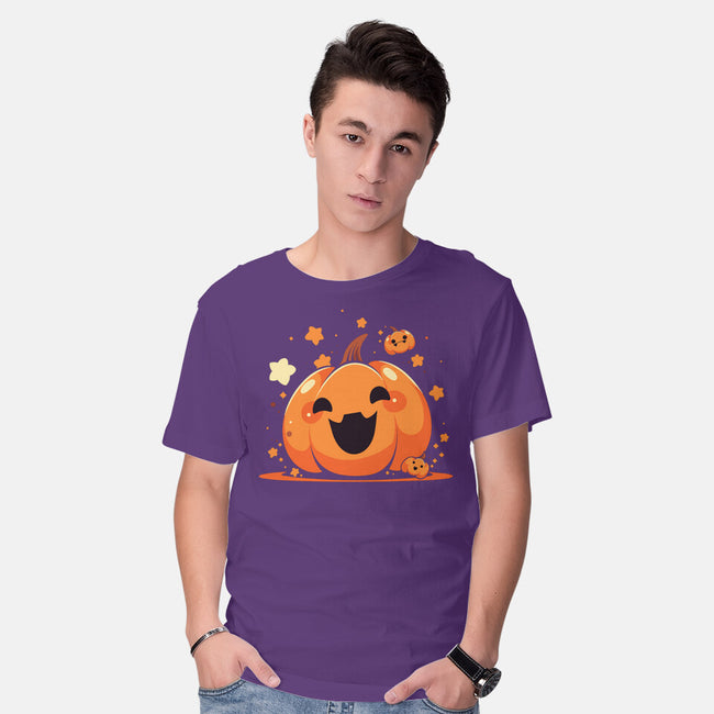 Kawaii Pumpkin Halloween-Mens-Basic-Tee-neverbluetshirts