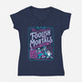 Foolish Mortals Hitchhiking Guide-Womens-V-Neck-Tee-Nemons