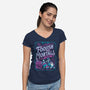 Foolish Mortals Hitchhiking Guide-Womens-V-Neck-Tee-Nemons