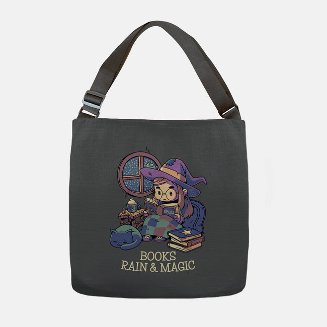 Books Rain And Magic-None-Adjustable Tote-Bag-Geekydog