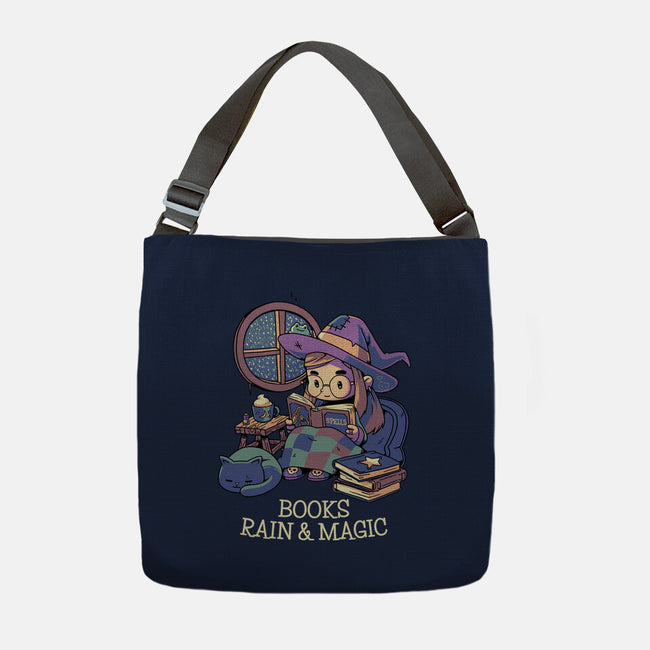 Books Rain And Magic-None-Adjustable Tote-Bag-Geekydog