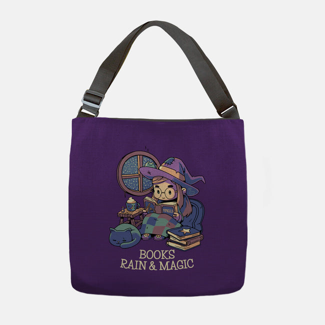 Books Rain And Magic-None-Adjustable Tote-Bag-Geekydog