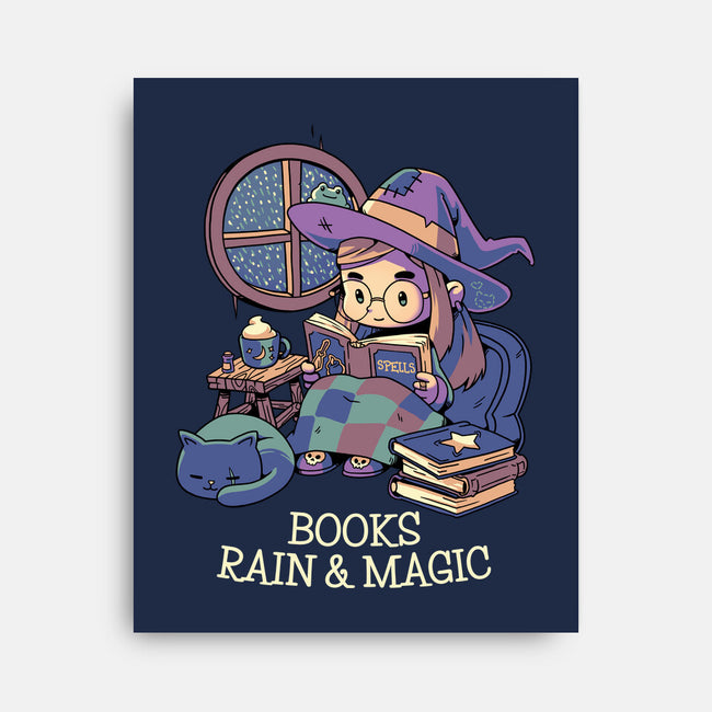 Books Rain And Magic-None-Stretched-Canvas-Geekydog