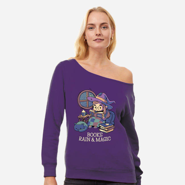 Books Rain And Magic-Womens-Off Shoulder-Sweatshirt-Geekydog