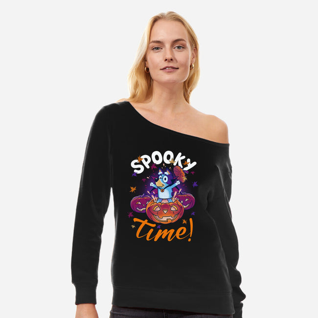 Bluey Spooky Time-Womens-Off Shoulder-Sweatshirt-Getsousa!