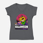 Time For Halloween-Womens-V-Neck-Tee-spoilerinc