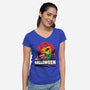 Time For Halloween-Womens-V-Neck-Tee-spoilerinc