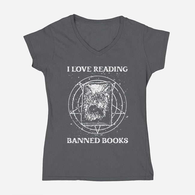 Evil Reader-Womens-V-Neck-Tee-retrodivision