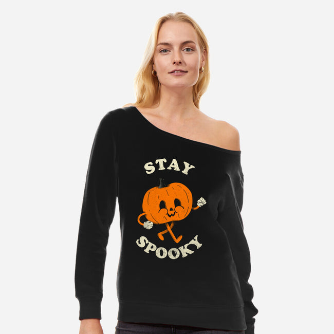 Stay Spooky Pumpkin-Womens-Off Shoulder-Sweatshirt-zachterrelldraws