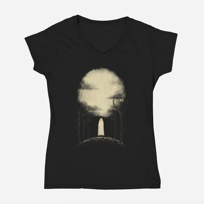 The Ghost-Womens-V-Neck-Tee-zachterrelldraws