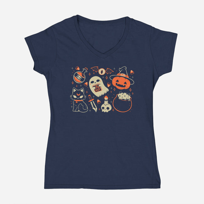 Halloween Things-Womens-V-Neck-Tee-xMorfina