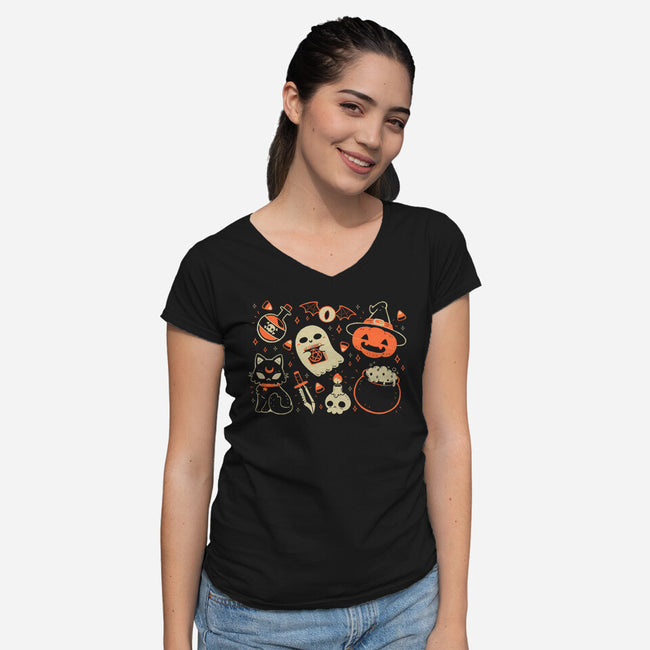 Halloween Things-Womens-V-Neck-Tee-xMorfina