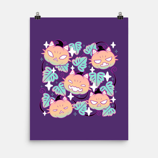 Pumpkin Cat Garden-None-Matte-Poster-xMorfina