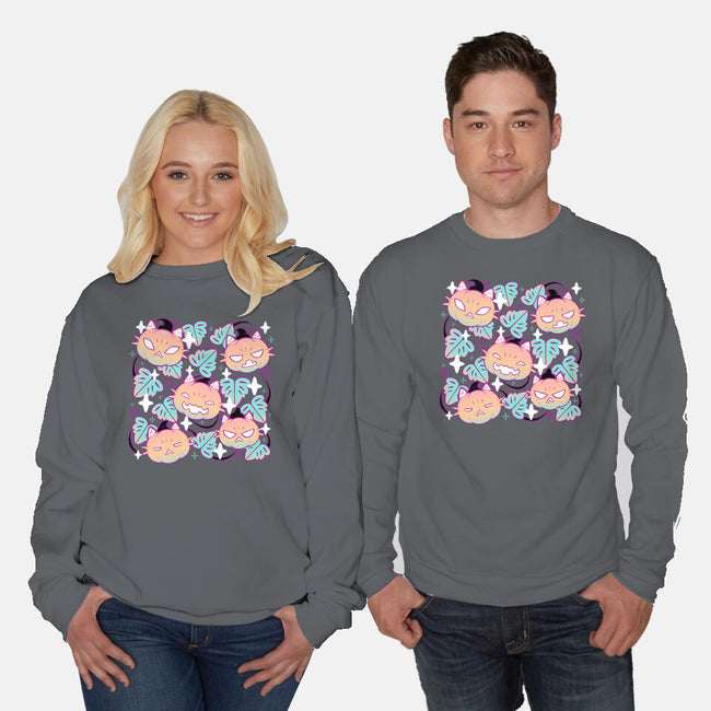 Pumpkin Cat Garden-Unisex-Crew Neck-Sweatshirt-xMorfina