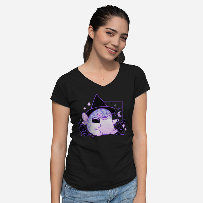 Rain Frog Wizard-Womens-V-Neck-Tee-xMorfina