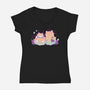 Halloween Pumpkin Cats-Womens-V-Neck-Tee-xMorfina