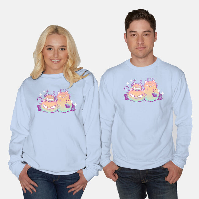 Halloween Pumpkin Cats-Unisex-Crew Neck-Sweatshirt-xMorfina