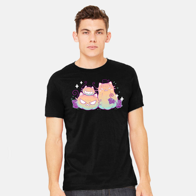 Halloween Pumpkin Cats-Mens-Heavyweight-Tee-xMorfina