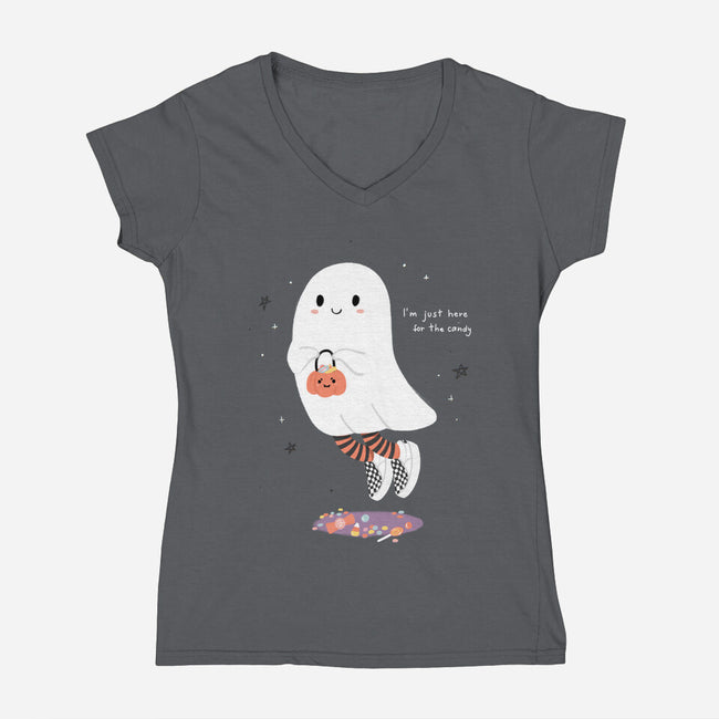 Candy Ghost-Womens-V-Neck-Tee-Paola Locks