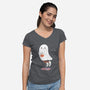 Candy Ghost-Womens-V-Neck-Tee-Paola Locks