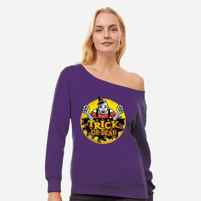 Trick Or Dean-Womens-Off Shoulder-Sweatshirt-Aarons Art Room