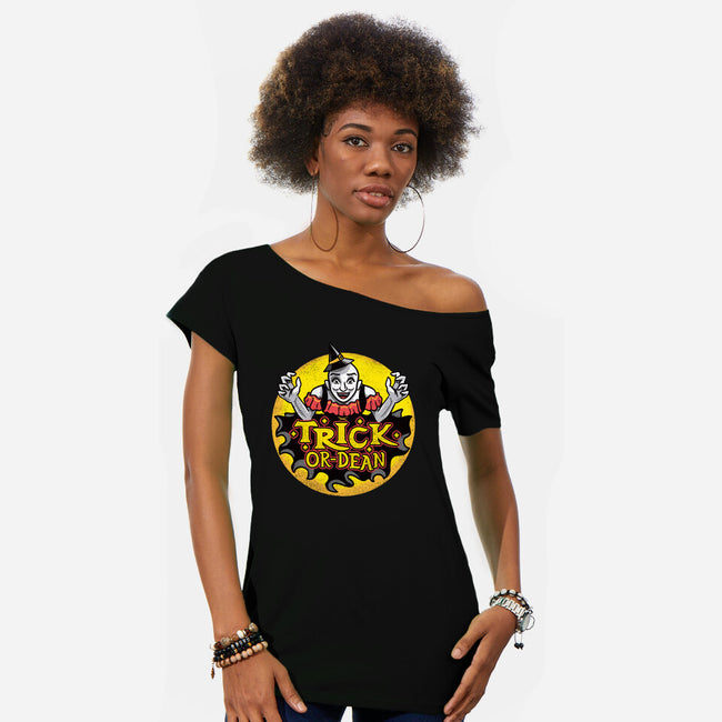 Trick Or Dean-Womens-Off Shoulder-Tee-Aarons Art Room