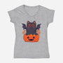 Spooky Cat-Womens-V-Neck-Tee-GODZILLARGE