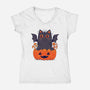 Spooky Cat-Womens-V-Neck-Tee-GODZILLARGE