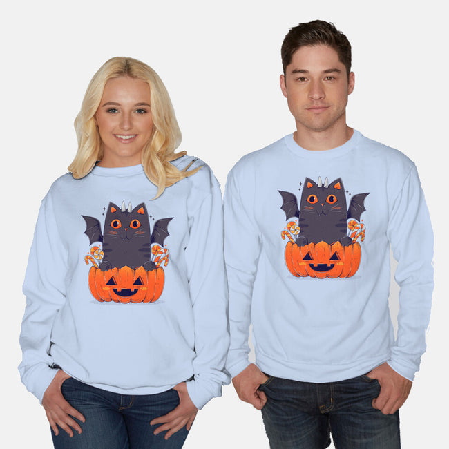 Spooky Cat-Unisex-Crew Neck-Sweatshirt-GODZILLARGE