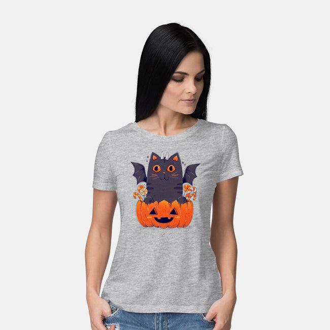 Spooky Cat-Womens-Basic-Tee-GODZILLARGE