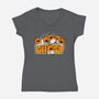 Chibi Pumpkin Ghost-Womens-V-Neck-Tee-bloomgrace28