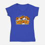 Chibi Pumpkin Ghost-Womens-V-Neck-Tee-bloomgrace28