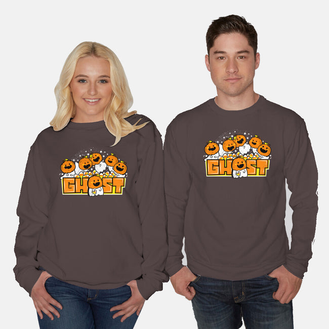 Chibi Pumpkin Ghost-Unisex-Crew Neck-Sweatshirt-bloomgrace28