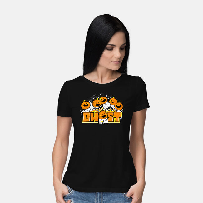 Chibi Pumpkin Ghost-Womens-Basic-Tee-bloomgrace28